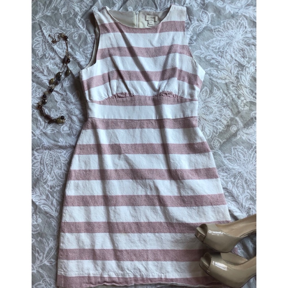 J Crew linen striped sheath dress